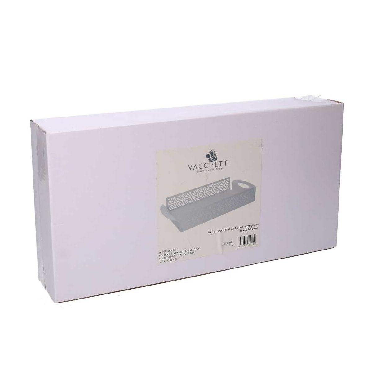 Vassoio Metallo Frecce Bianco Rettangolare cm.41x20h6,5 | Vacchetti