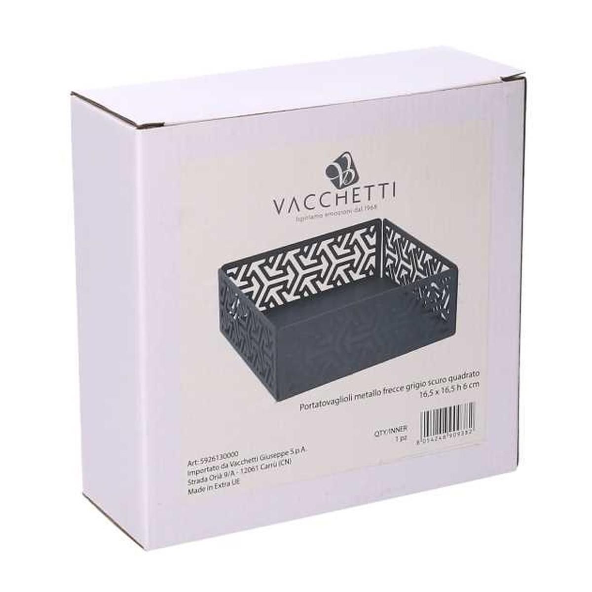 Portatovaglioli Metallo Frecce Grigio Quadrato cm.16,5x16,5x6 | Vacchetti