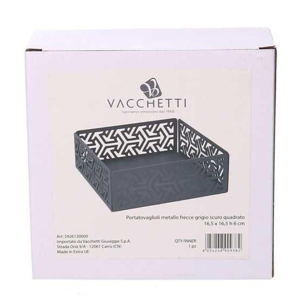 Portatovaglioli Metallo Frecce Grigio Quadrato cm.16,5x16,5x6 | Vacchetti