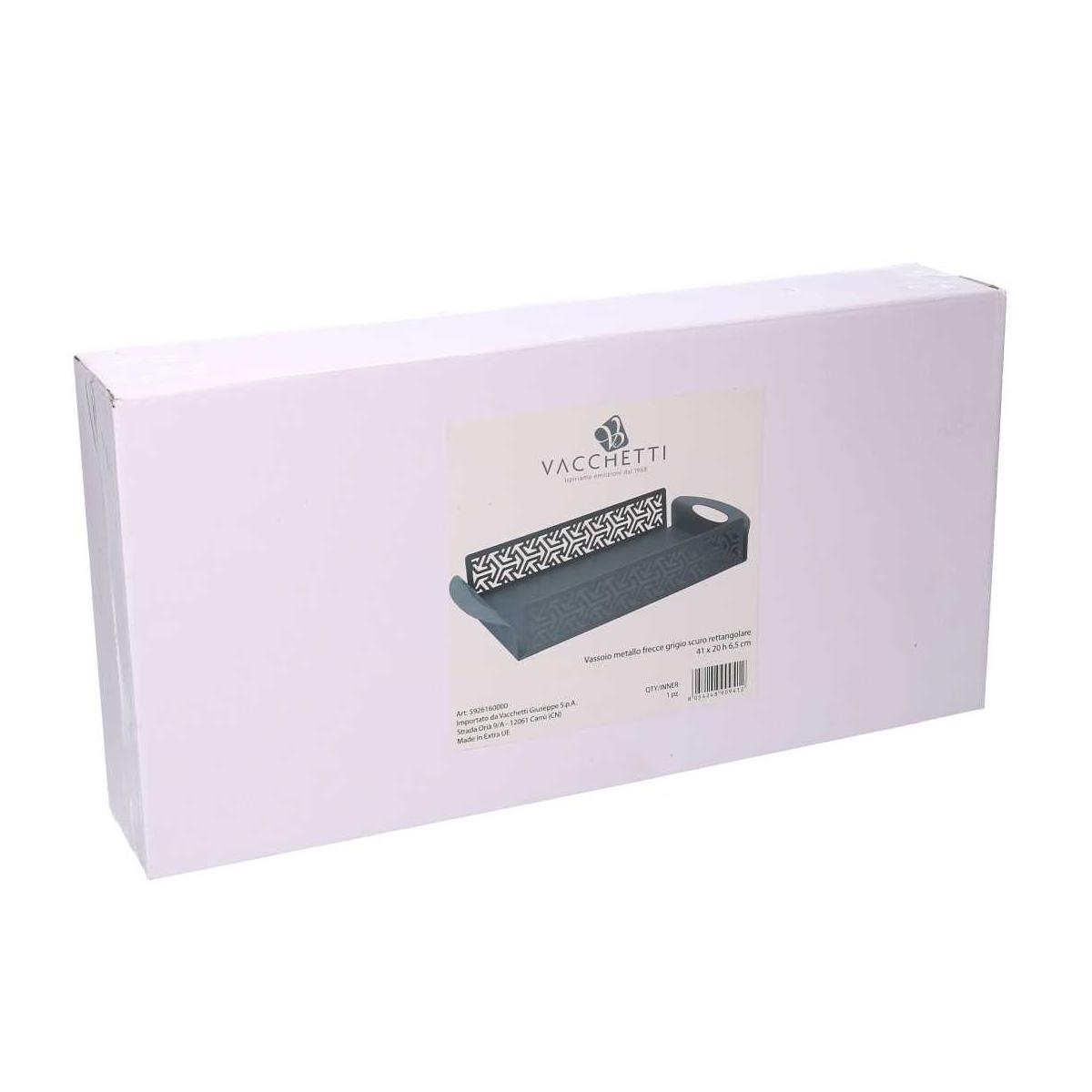 Vassoio Metallo Frecce Grigio Rettangolare cm.41x20h6,5 | Vacchetti