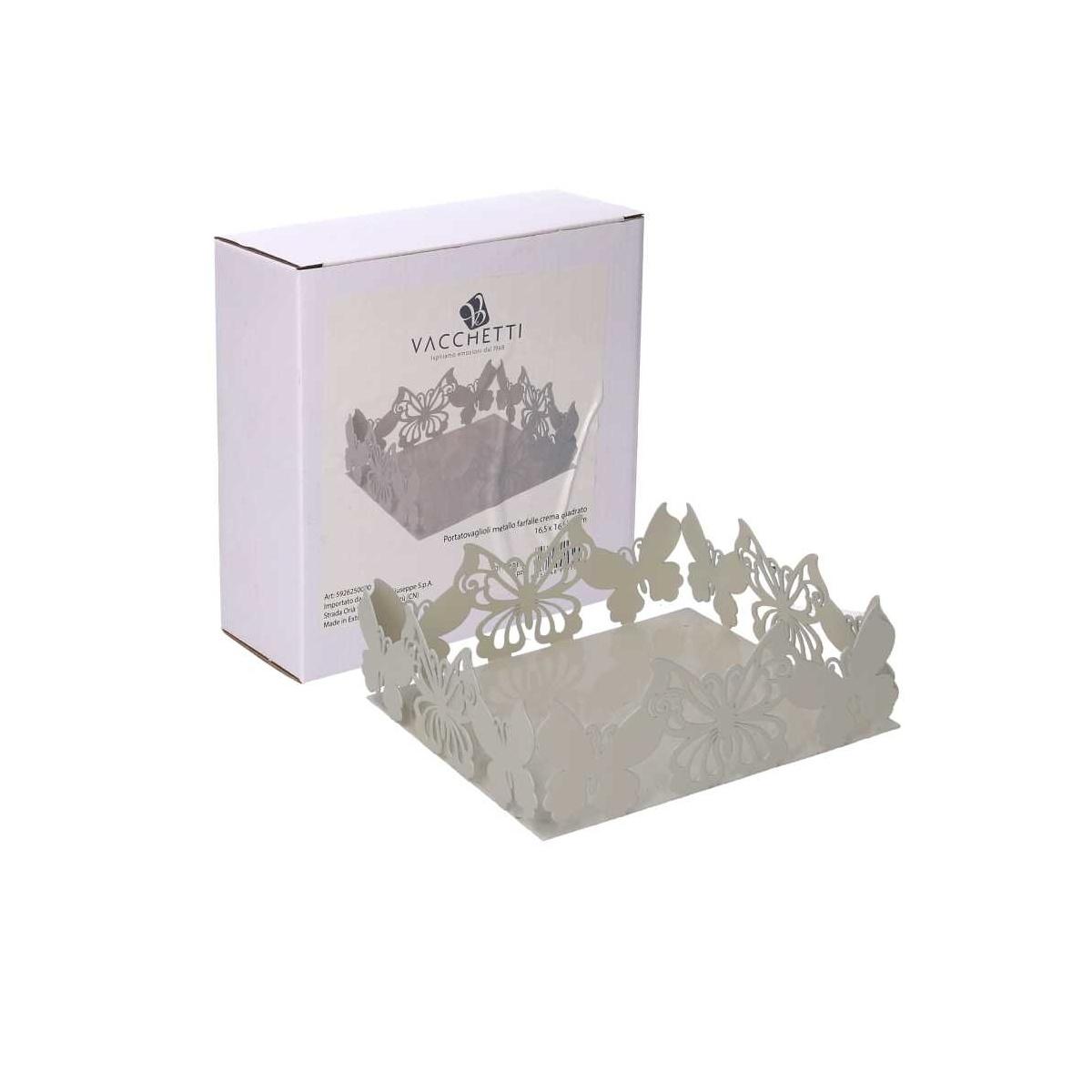 Portatovaglioli Metallo Farfalla Crema Quadrato cm.16,5x16,5h6 | Vacchetti