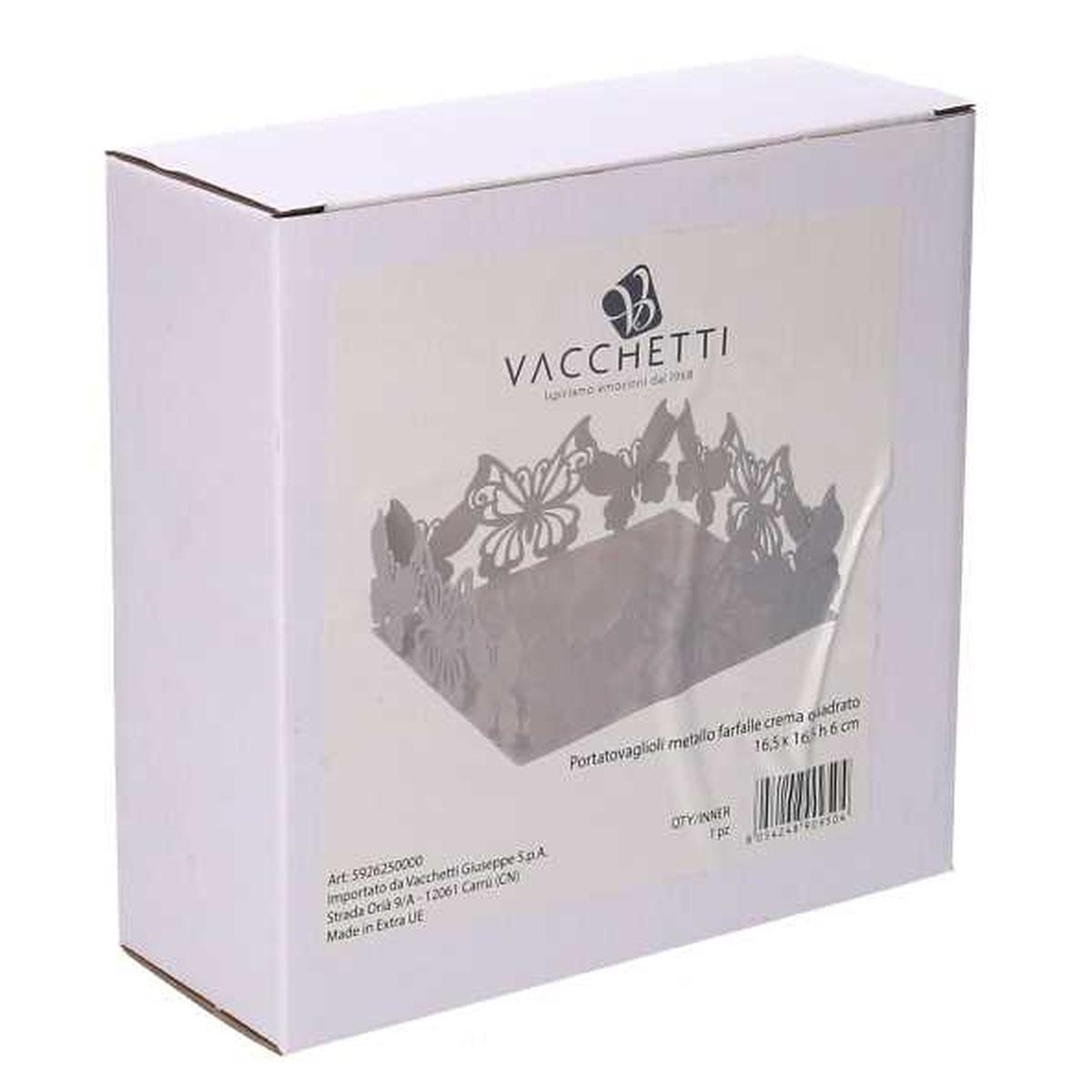 Portatovaglioli Metallo Farfalla Crema Quadrato cm.16,5x16,5h6 | Vacchetti
