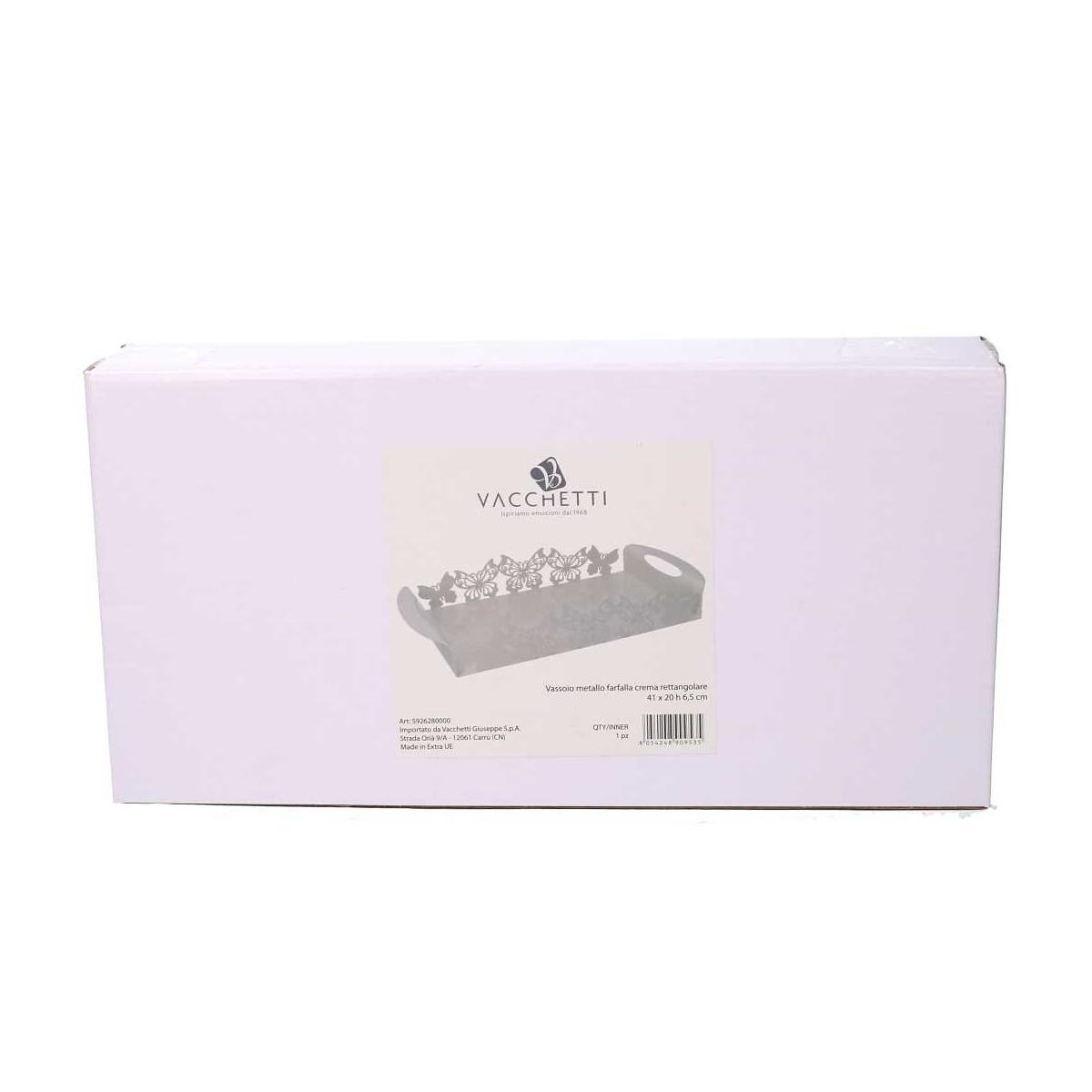 Vassoio Metallo Farfalla Crema Rettangolare cm.41x20h6,5 | Vacchetti