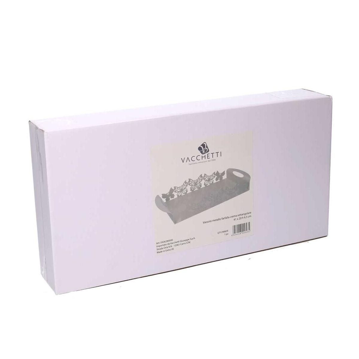 Vassoio Metallo Farfalla Crema Rettangolare cm.41x20h6,5 | Vacchetti