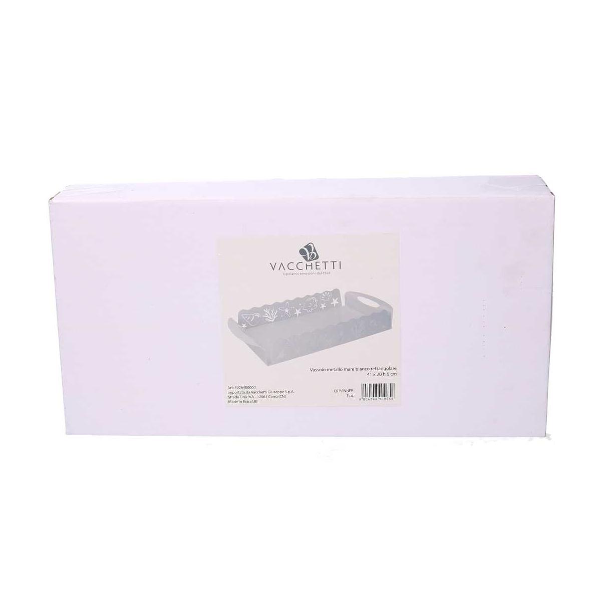 Vassoio Metallo Mare Bianco Rettangolare cm.41x20h6 | Vacchetti