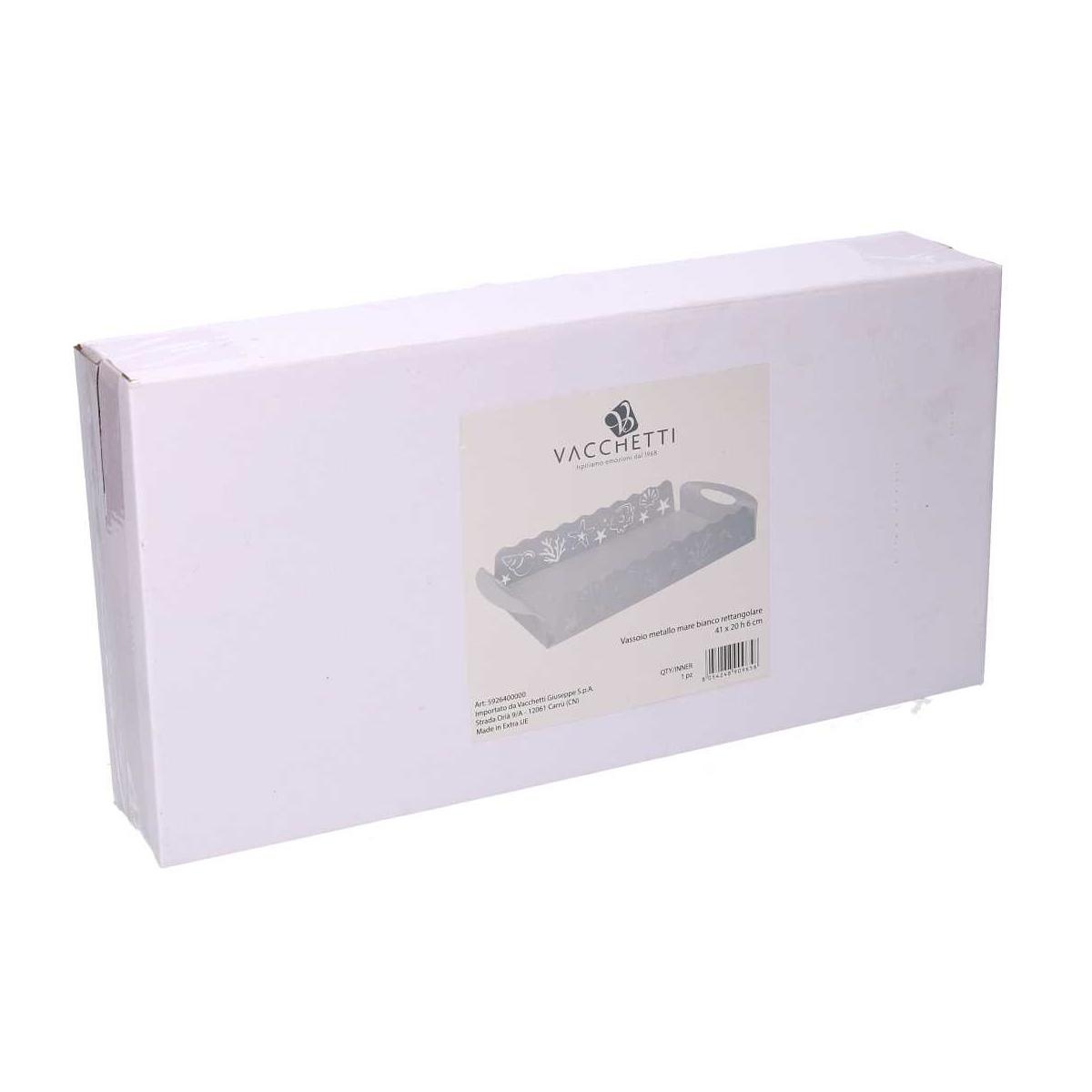 Vassoio Metallo Mare Bianco Rettangolare cm.41x20h6 | Vacchetti