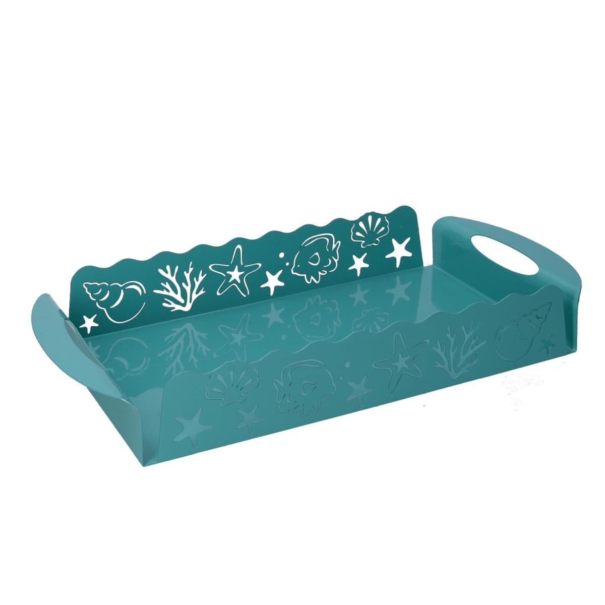 Vassoio Metallo Cavalluccio Verde Acquarettangolare cm.41x20h6 | Vacchetti