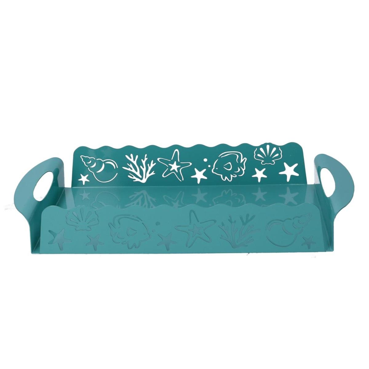 Vassoio Metallo Cavalluccio Verde Acquarettangolare cm.41x20h6 | Vacchetti