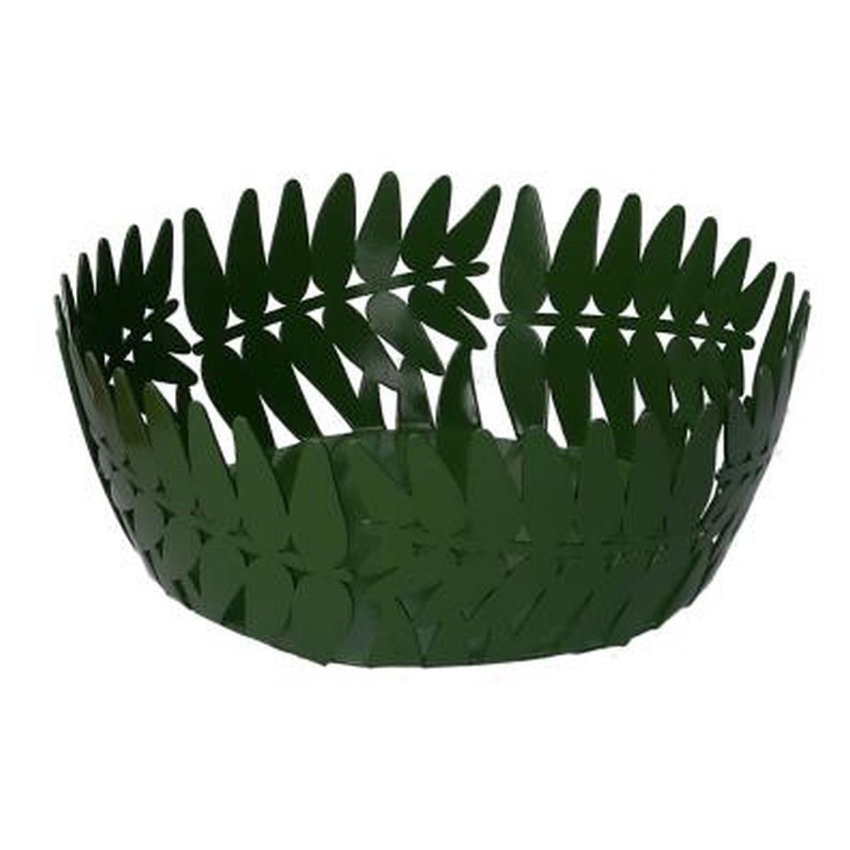 Cestino Metallo Foglia Alloro Verde Scuro Tondo cm.Ã?20xh7 | Vacchetti