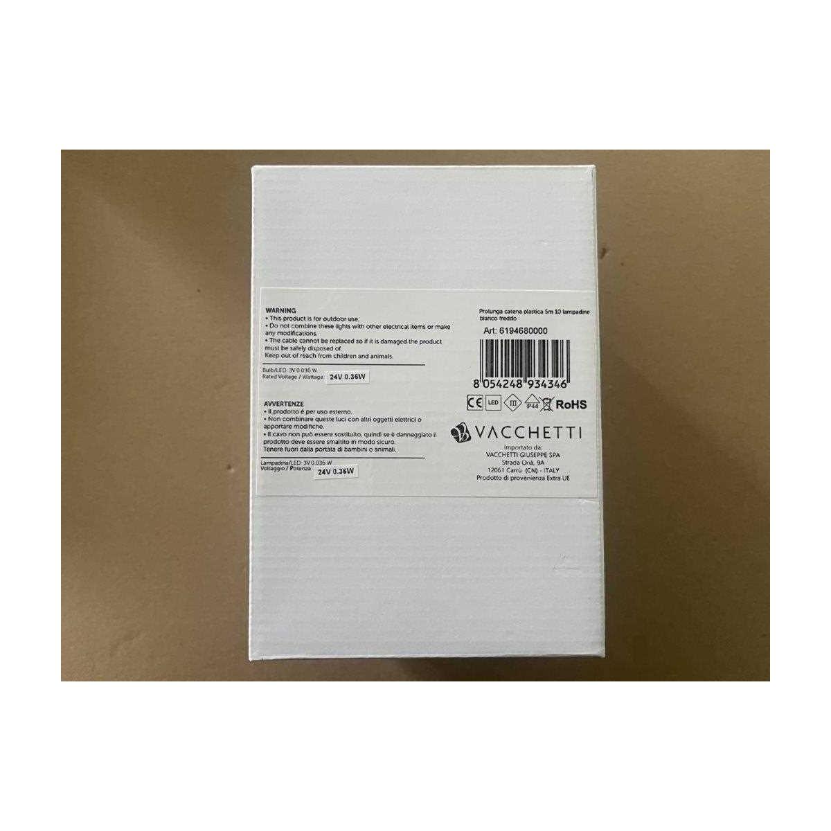 Prolunga Catena Plastica 5 Mt. con 10 Lampadine Bianco Freddo | Vacchetti