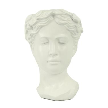 Portavaso Resina Busto Bianco Cm.14X16H21