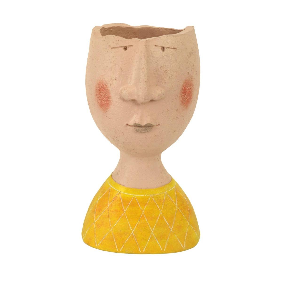 Portavaso Resina Viso Giallo Crema cm.18x12h32 | Vacchetti