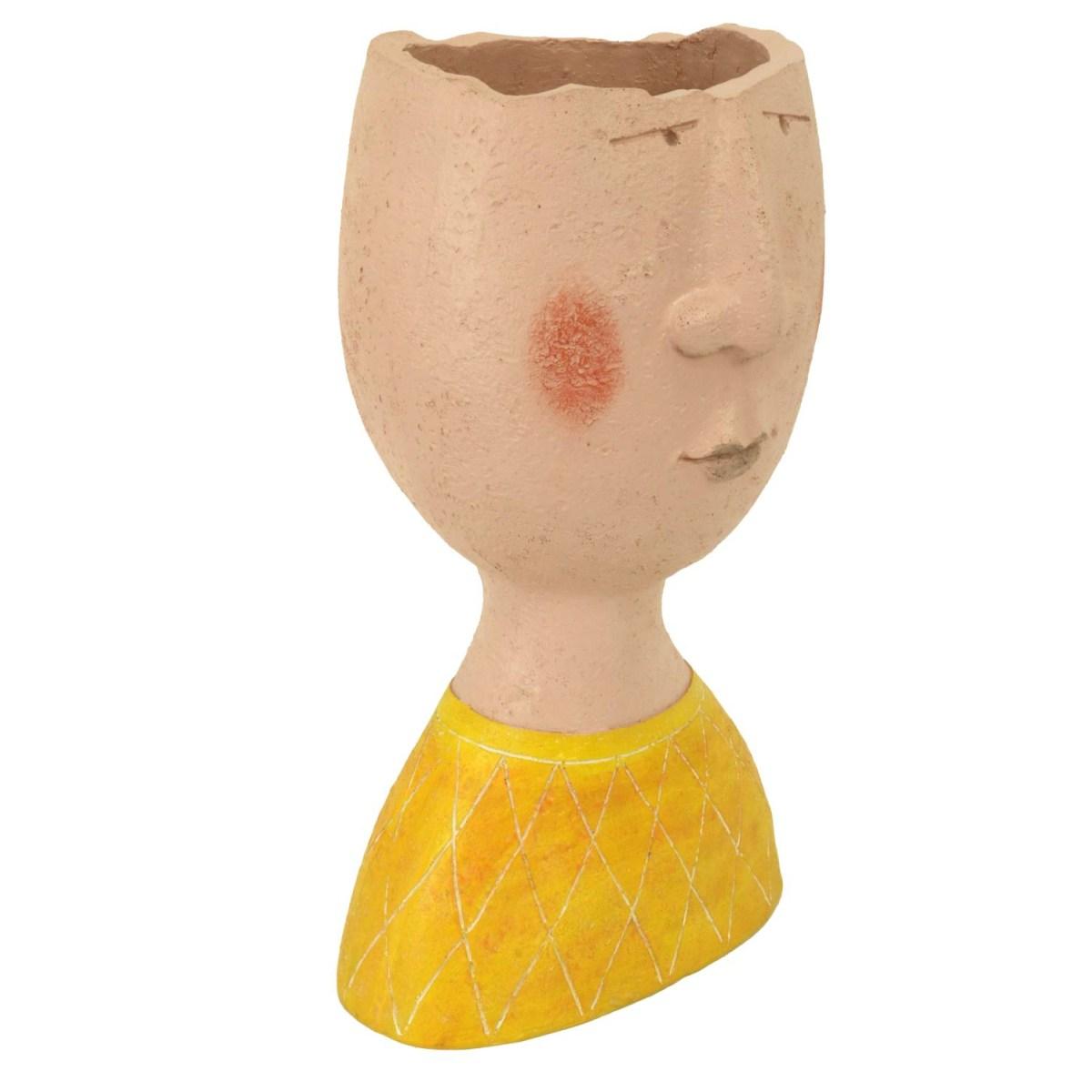 Portavaso Resina Viso Giallo Crema cm.18x12h32 | Vacchetti