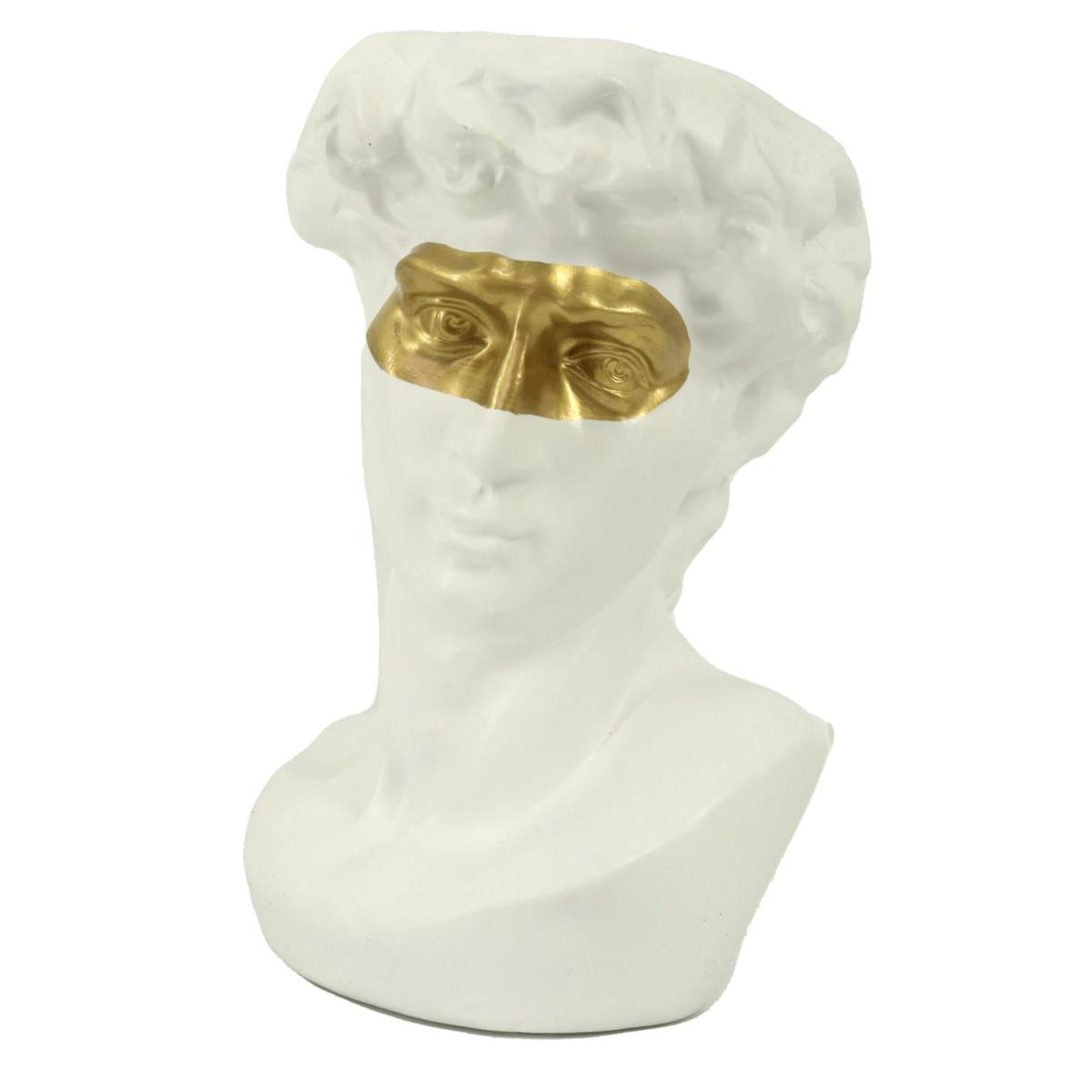 Portavaso Resina Busto Bianco Oro cm.17x15h24 | Vacchetti