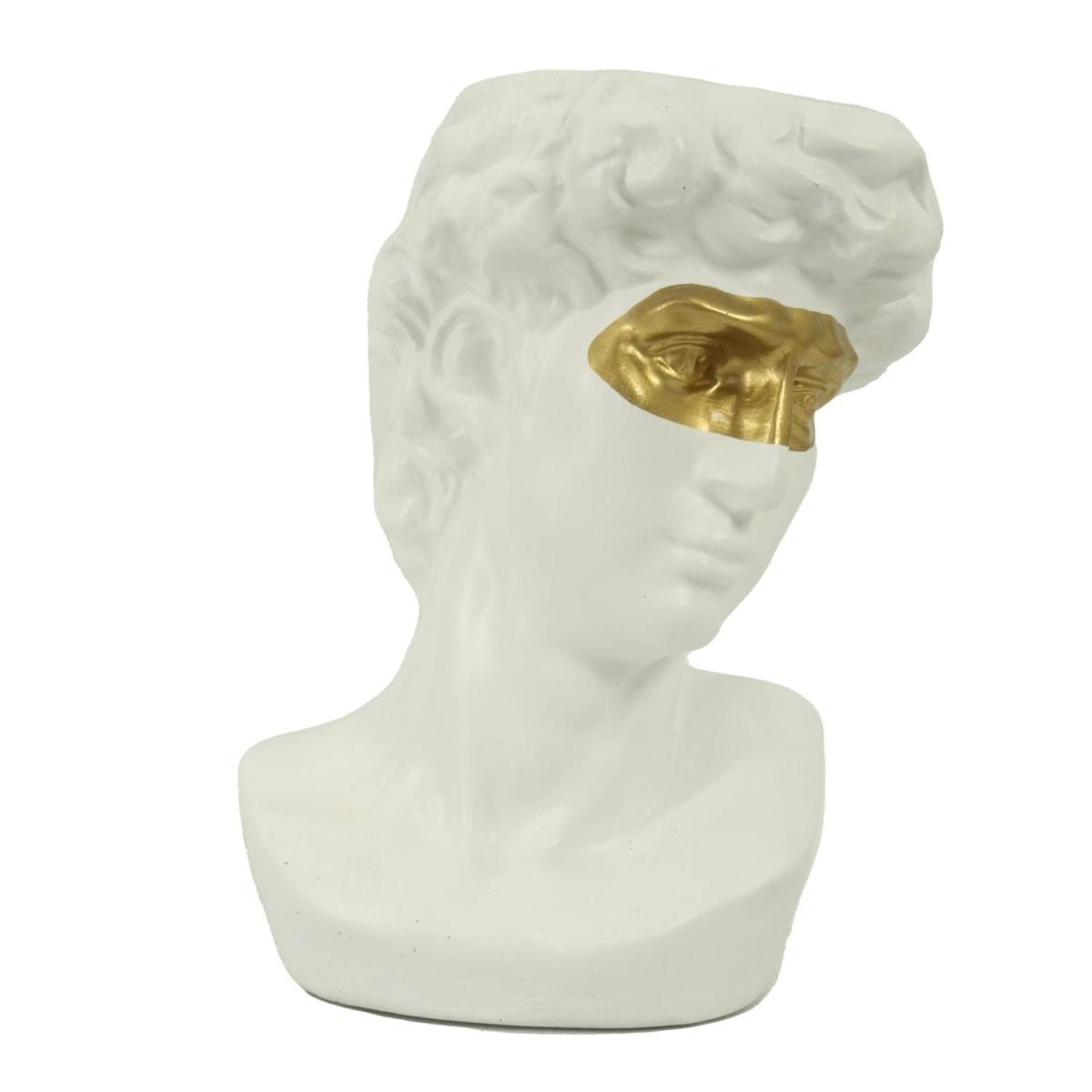 Portavaso Resina Busto Bianco Oro cm.17x15h24 | Vacchetti