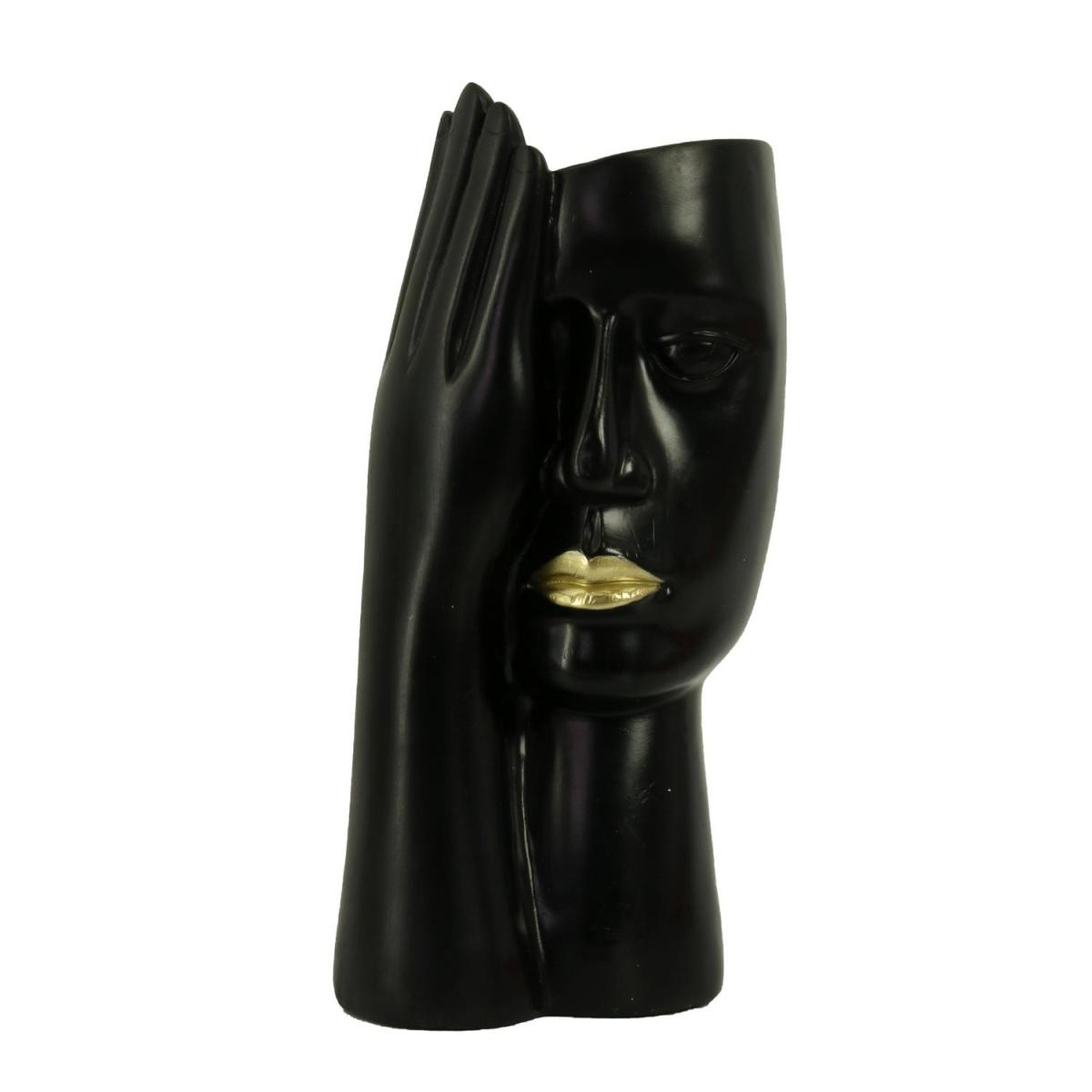 Portavaso Resina Viso Nero cm.15x12h29 | Vacchetti