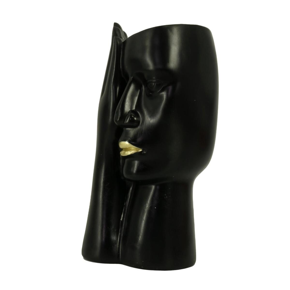 Portavaso Resina Viso Nero cm.15x12h29 | Vacchetti