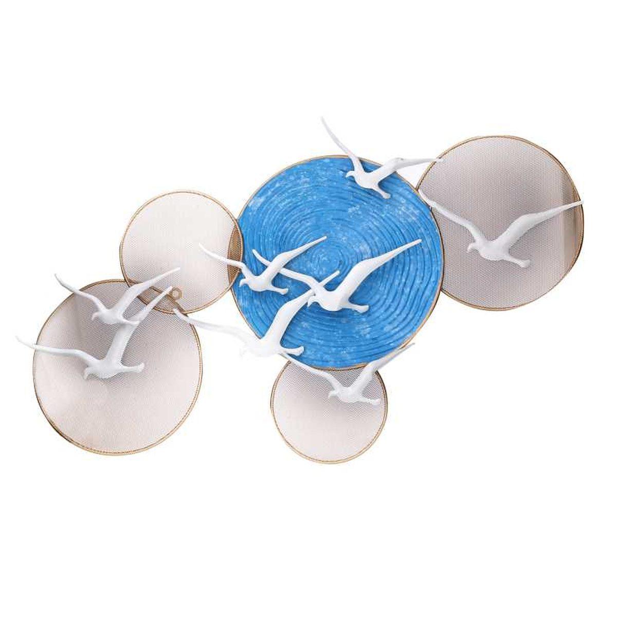 Quadro Metallo Gabbiani Bianco Oro cm.90,2x5,1h48,9 | Vacchetti