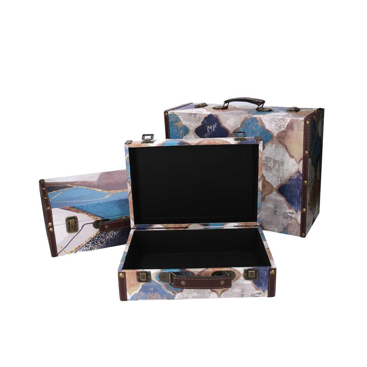 Valigia Ecopelle Set pz.3 Blu Marocco Rettangolare cm.40x14h30 | Vacchetti