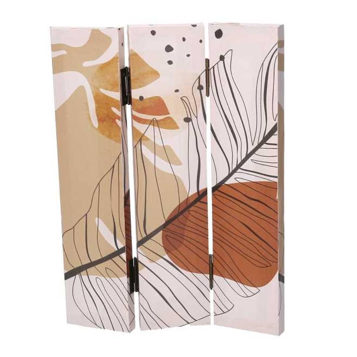 Paravento Stampa Foglie Beige Arancione3 Ante Rettangolare cm.120,6x2,5h180 | Vacchetti