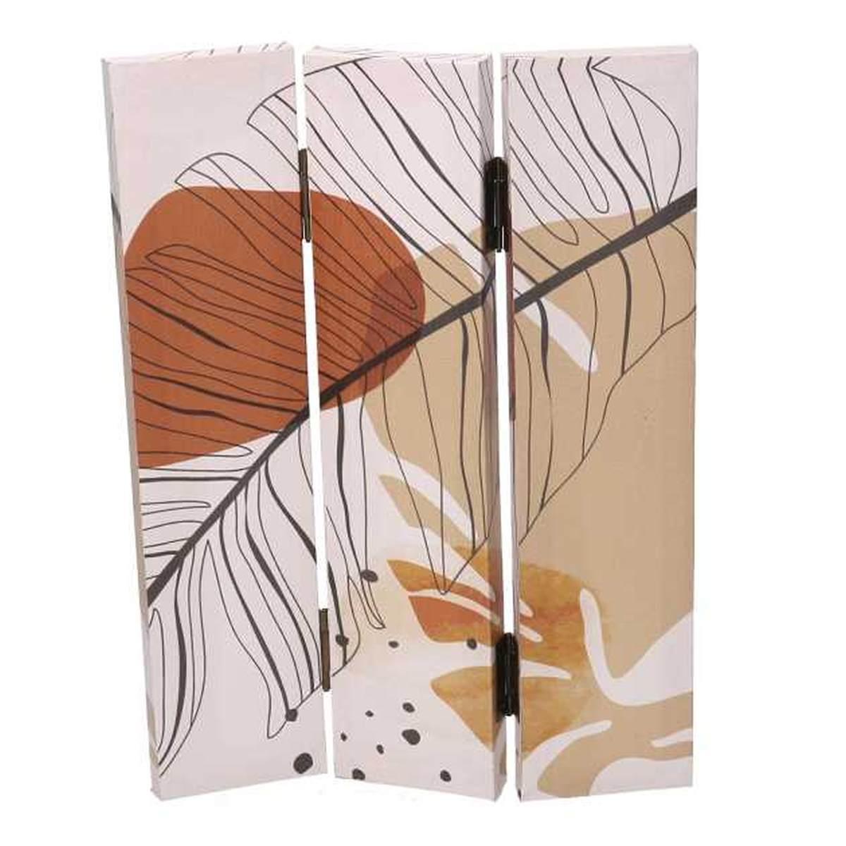 Paravento Stampa Foglie Beige Arancione3 Ante Rettangolare cm.120,6x2,5h180 | Vacchetti