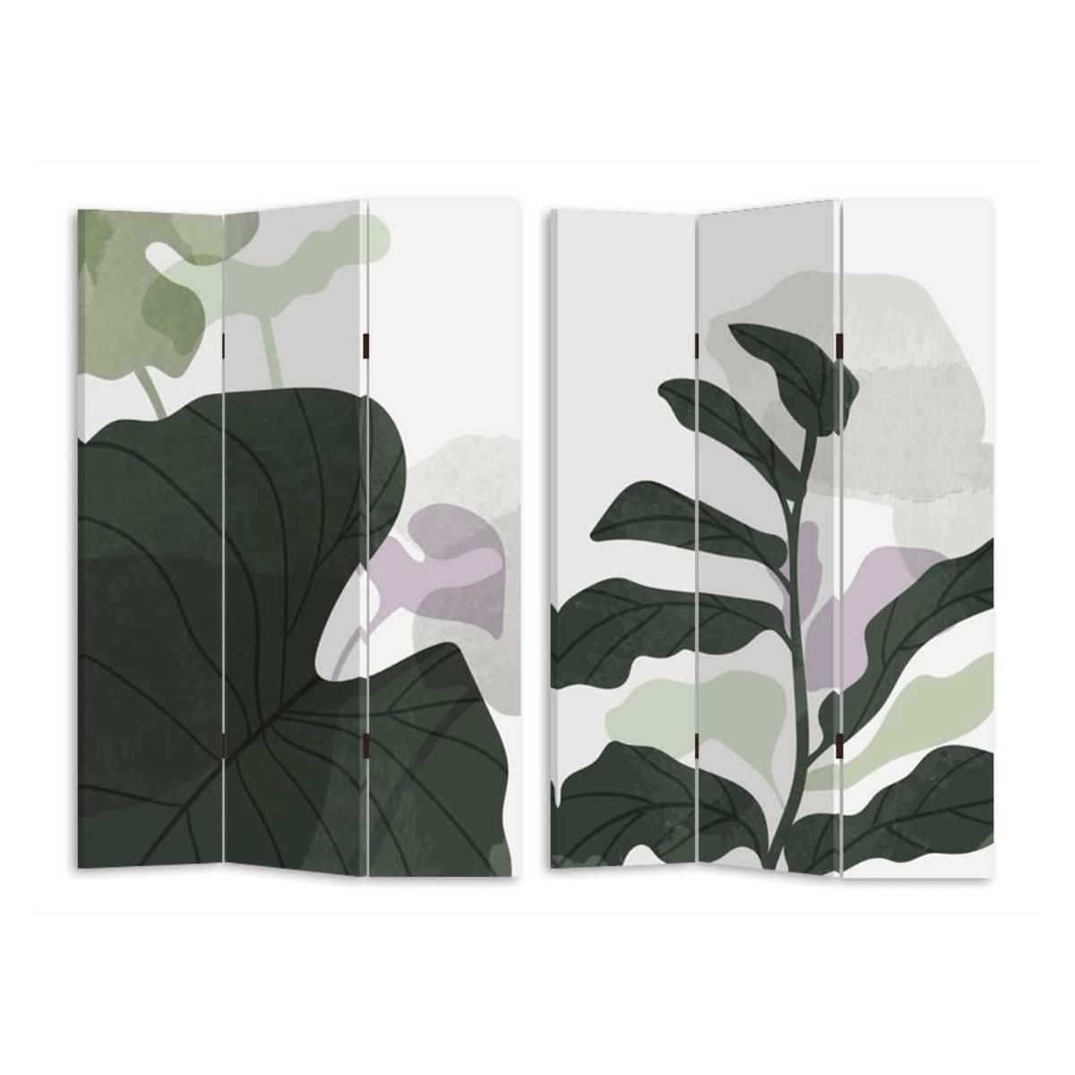 Paravento Stampa Foglie Verde 3 Ante Rettangolare cm.120,6x2,5h180 | Vacchetti