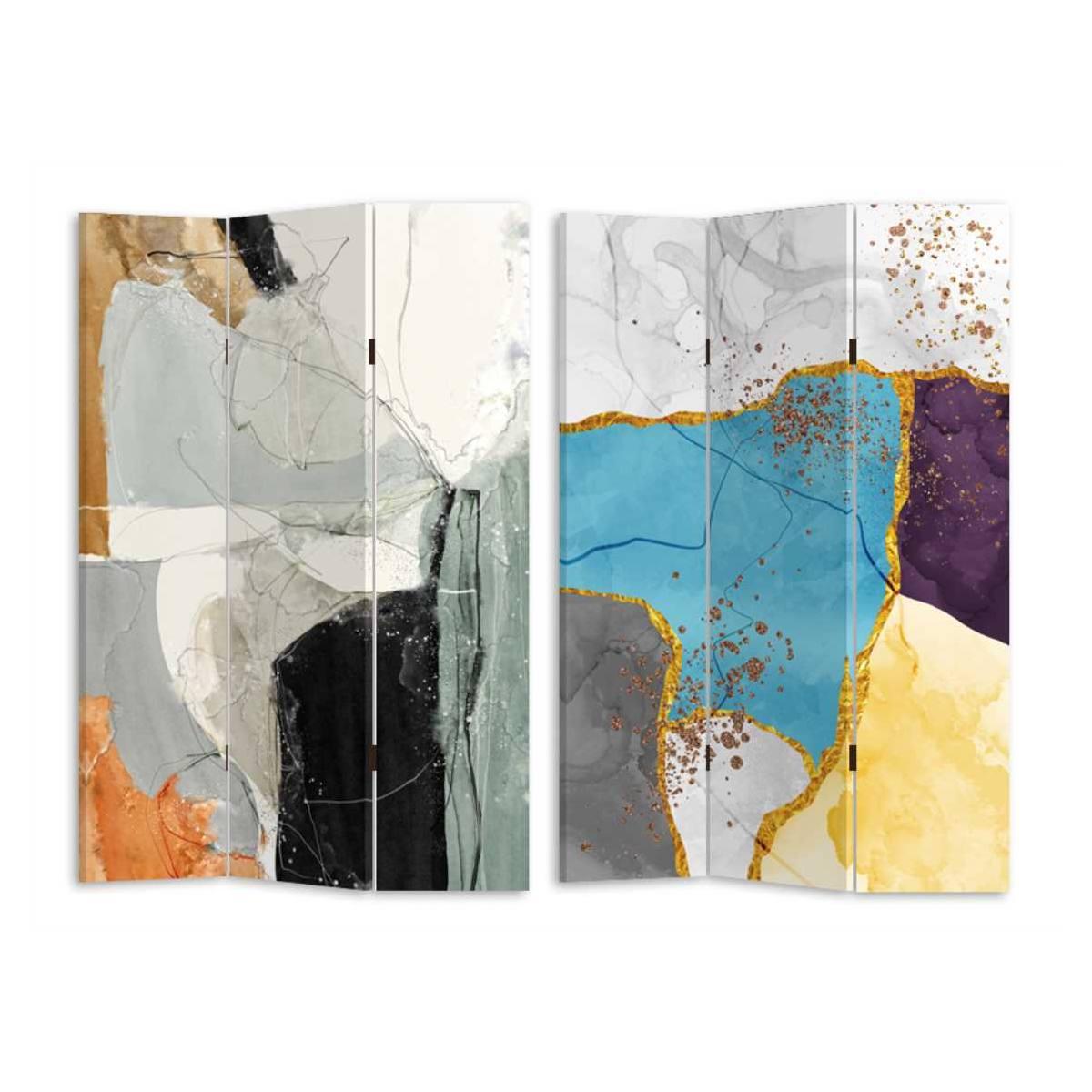 Paravento Stampa Effetto Marmo Multicolor 3 Ante Rettangolare cm.120,6x2,5h180 | Vacchetti