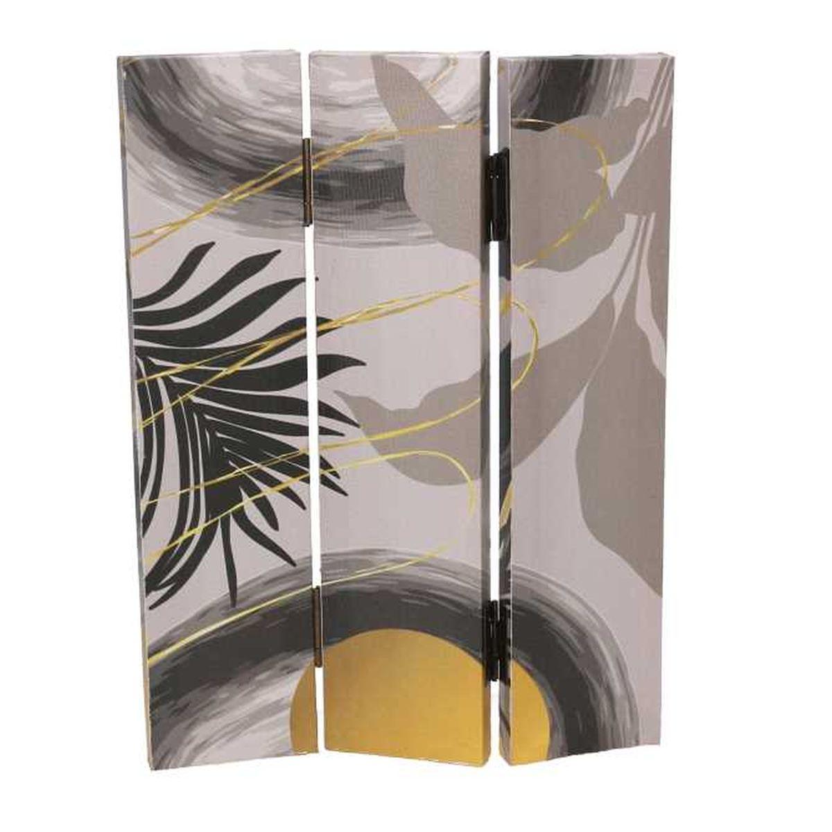 Paravento Stampa Foglie Grigio Oro 3 Ante Rettangolare cm.120,6x2,5h180 | Vacchetti