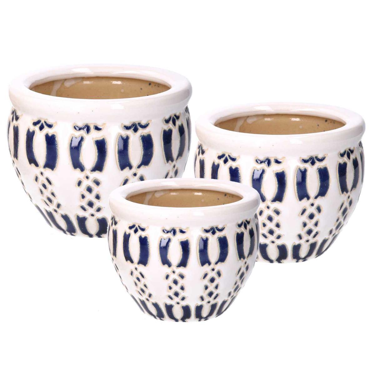 Coprivaso Ceramica Set pz.3 Bianco Azzurro cm.Ã?30h21 | Vacchetti