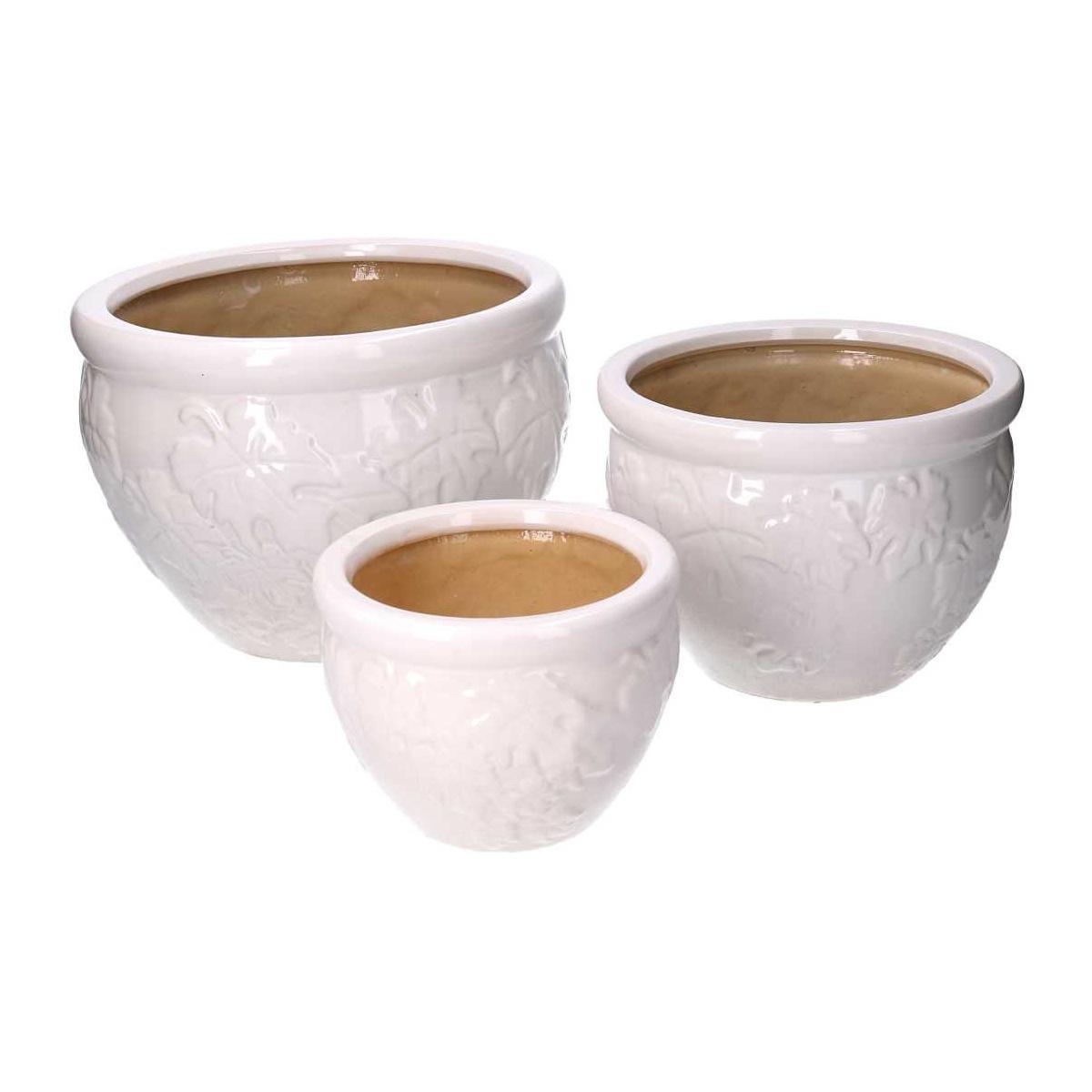 Coprivaso Ceramica Set pz.3 Decori Bianco cm.Ø30h21 | Vacchetti