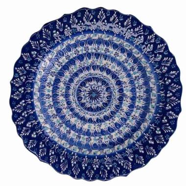 Piatto Decorativo Ceramica Blu Cm.Ø25H3