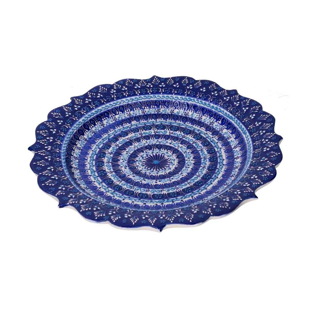 Piatto Decorativo Ceramica Blu Cm.Ø30H3
