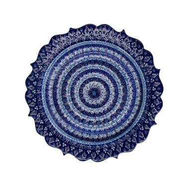 Piatto Decorativo Ceramica Blu Cm. Ø30H3