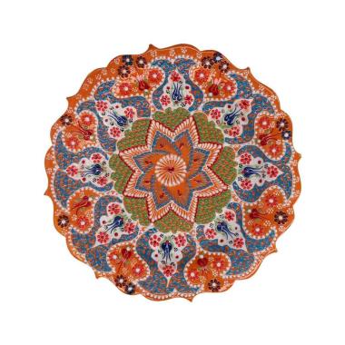 Piatto Decorativo Ceramica Arancione Cm.Ø30H3