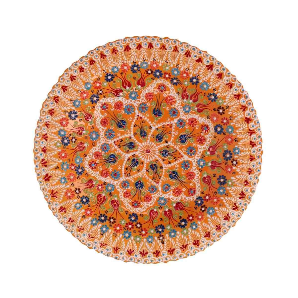 Centrotavola Ceramica Arancione Tondo Cm.Ø40H8