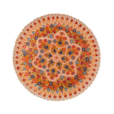 Centrotavola Ceramica Arancione Tondo Cm.Ø40H8