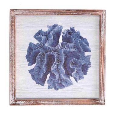 Quadro Legno Mare Corallo Blu Quadro Cm.30X30H2,5