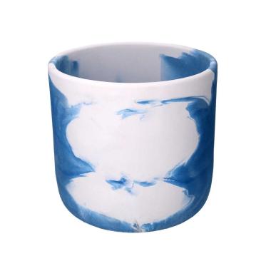 Vaso Cemento Bianco Azzurro Cm. Ø34H32