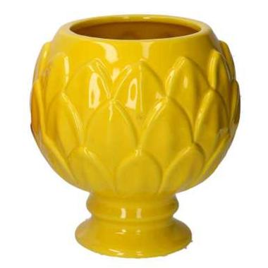 Vaso Calice Ceramica Giallo Cm.Ø17,5H19
