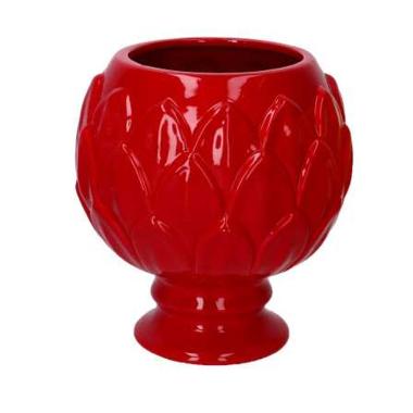 Vaso Calice Ceramica Rosso Cm.Ø20,5H21,5