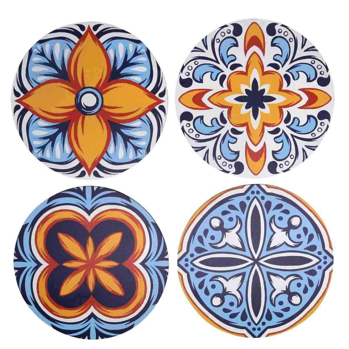 Mattonella Legno Set 4pz. Assortiti Azzurro Tondo cm.Ã˜20x0,5 | Vacchetti