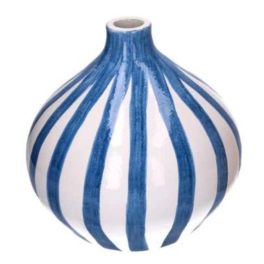 Vaso Ceramica Bianco Blu Cm.Ø25H25