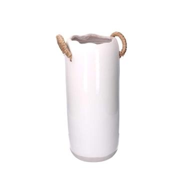 Vaso Ceramica Bianco Con Maniglie Cm.Ø20/30H48