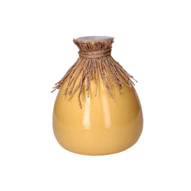 Vaso Ceramica Corda Giallo Cm.Ø30,5H30,5