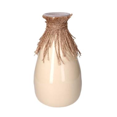 Vaso Ceramica Corda Crema Cm.Ø25,5H46