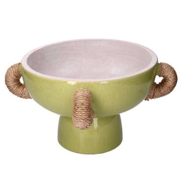 Portavaso Ceramica Verde Con Maniglie Cm.Ø30,5/40H20/23