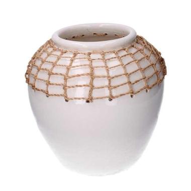 Vaso Ceramica Rete Bianco Cm.Ø25,5H25,5