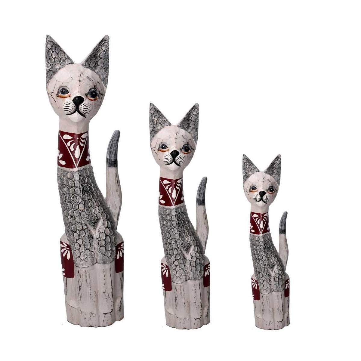 Gatto Legno Set pz.3 Grigio cm.h60/80/100 | Vacchetti