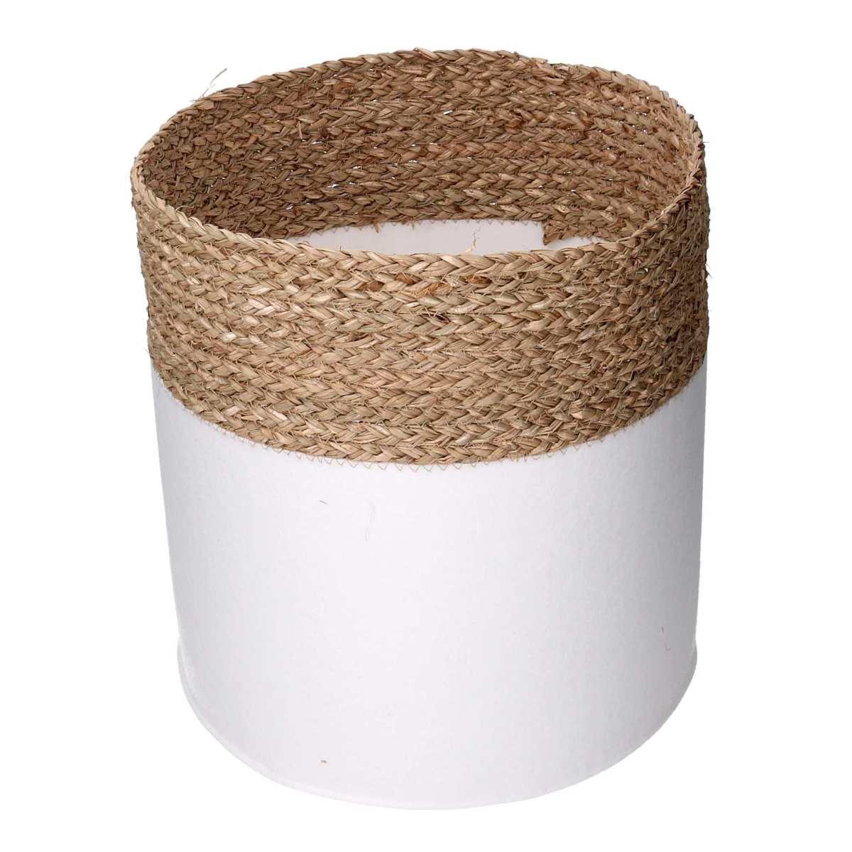 Cesto Tessuto Set pz.3 Bianco e Naturale Tondo cm.Ã?41h42 | Vacchetti
