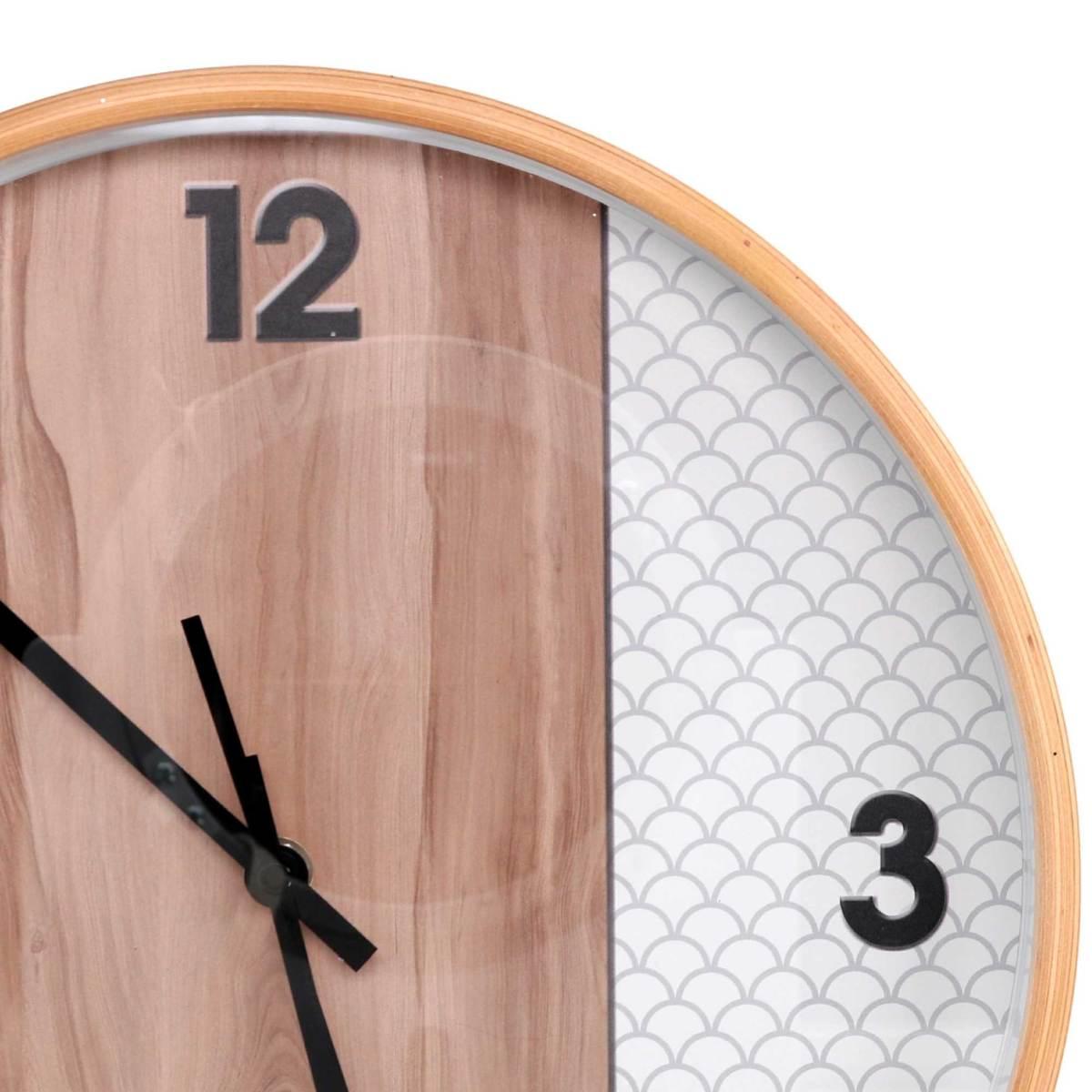 Orologio Legno Naturale e Bianco Tondo cm.Ã?32h4,8 | Vacchetti